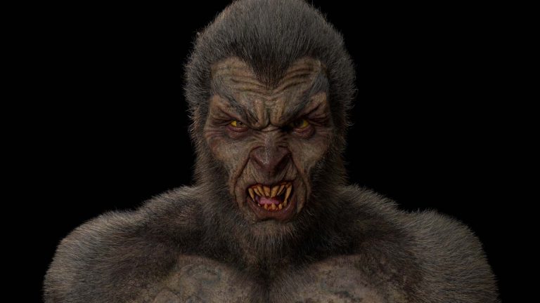 quality 3D model of Snarling werewolf with detailed fur texture.