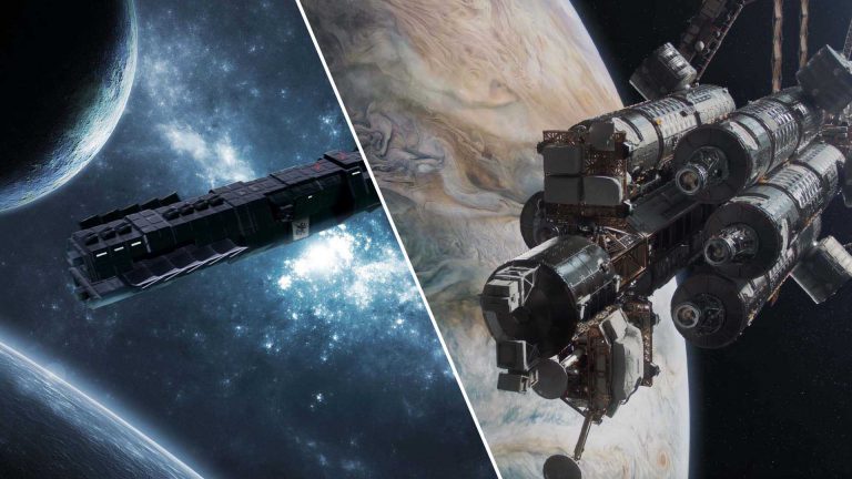 differences in game vs. movie VFX with space station orbiting planet